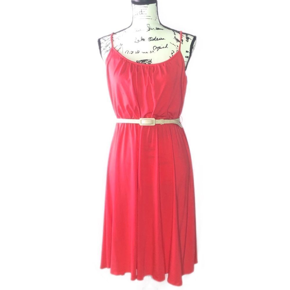 Ann Taylor LOFT Pink Spaghetti Strap Midi Dress, M